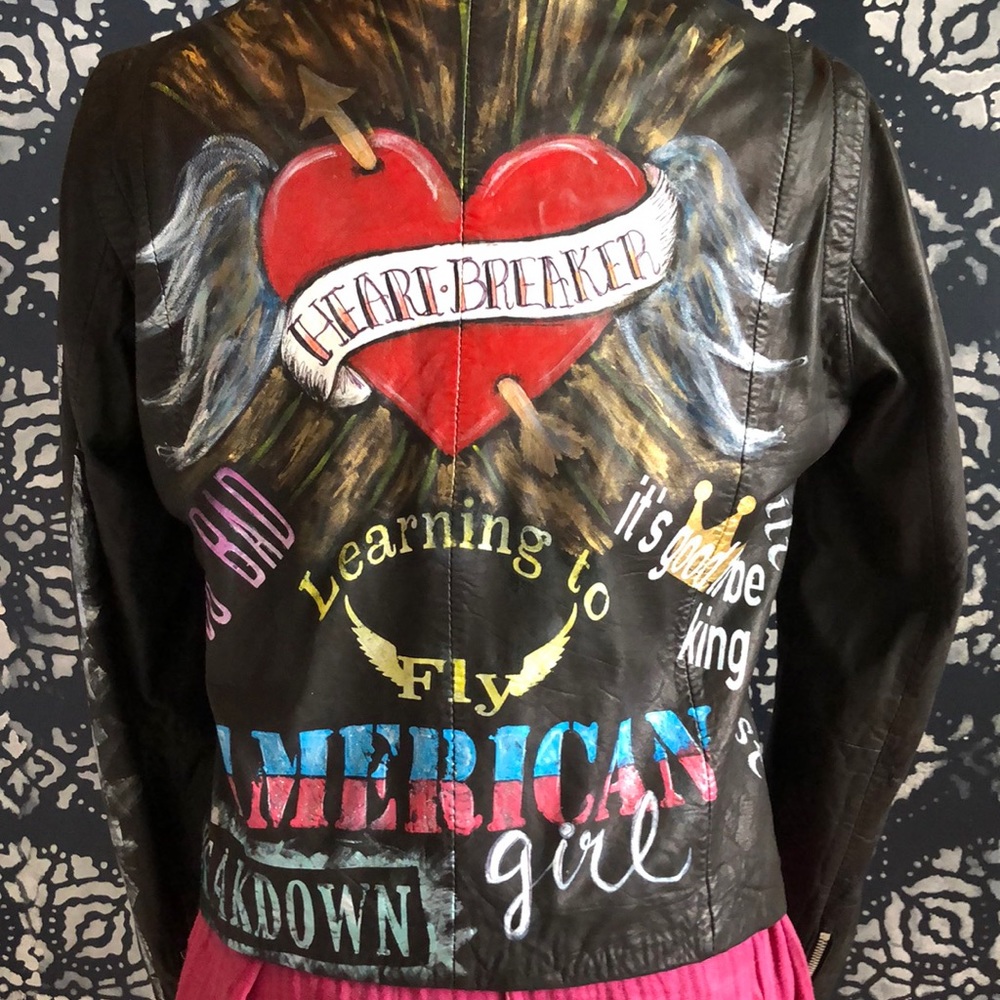 Tom Petty hand painted 100% leather moto jacket